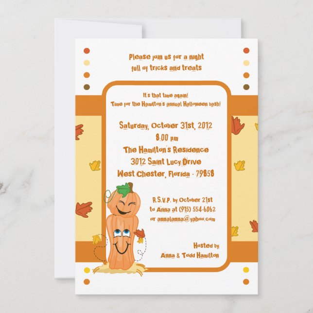 5x7 Pumpkin Patch Halloween Party Invitation (Front)