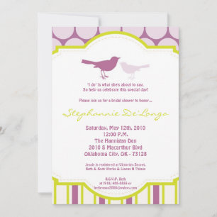 5x7 Purple Bird Polka Dot Bridal Shower Invitation