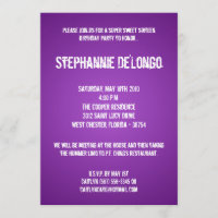 5x7 Purple DJ Turntable 16 Birthday Invitation