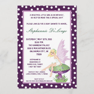 5x7 Purple Fairy Baby Shower Invitation