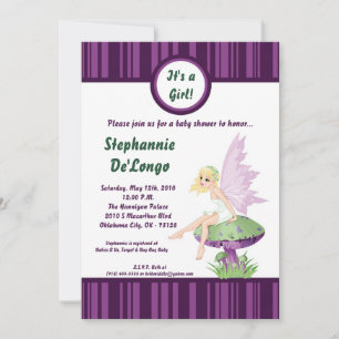 5x7 Purple Fairy Baby Shower Invitation