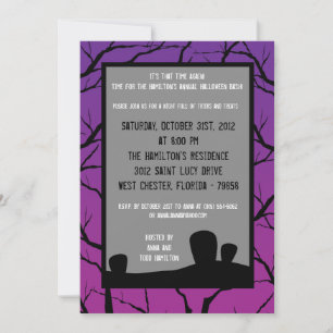 5x7 Purple Night Halloween Party Invitation