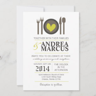 5x7 Reception China Plate Fork Wedding Invitation