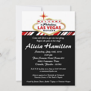 5x7 Red & Black Las Vegas Bachelorette Invitation