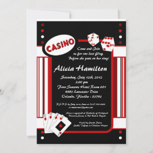 5x7 Red & Black Las Vegas Bachelorette Invitation