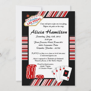 5x7 Red & Black Las Vegas Bachelorette Invitation