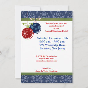 5x7 Red/Blue Hanging Ornaments Invitation