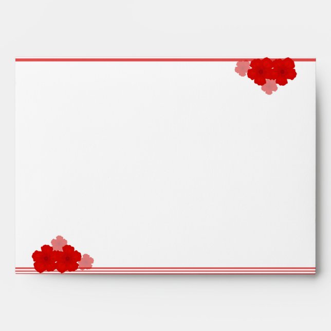 5x7 Red Cherry Blossom Flower Envelope (Front)
