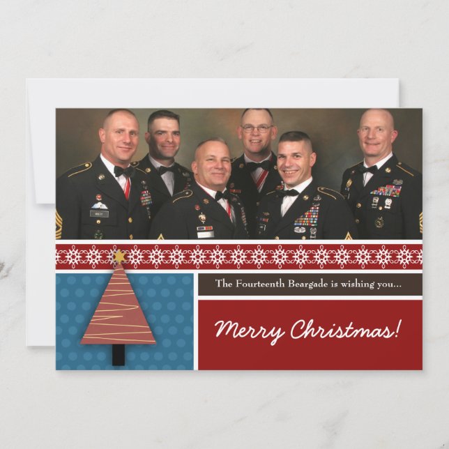 5x7 Red Christmas Tree PHOTO Christmas Card (Front)