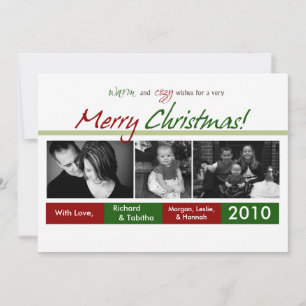 5x7 Red Green Text Boxes PHOTO Christmas Card