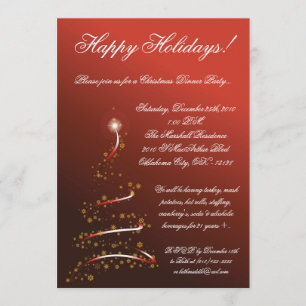 5x7 Red XMAS Tree Christmas Party Invitation