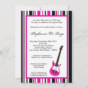 5x7 Rocker Girl Baby Shower Invitation