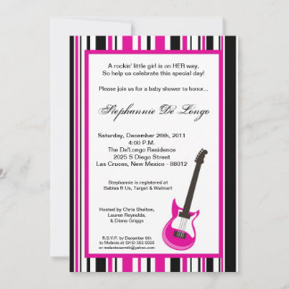 5x7 Rocker Girl Baby Shower Invitation