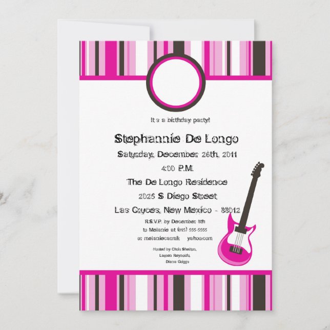 5x7 Rocker Girl Invitation (Front)