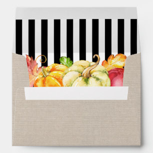 5x7 Rustic Shabby Burlap Autumn Leaves Pumpkin Envelope
