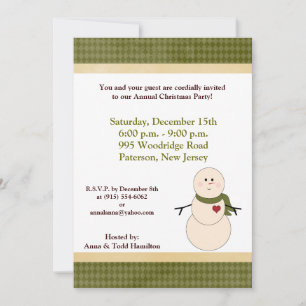 5x7 Rustic Snowman with Scarf Invitation