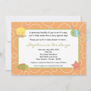 5x7 Sea Life Ocean Fish Baby Shower Invitation