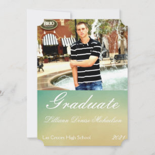 5x7 Senior Announcement Beach Sunset Palm Tree Str