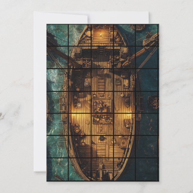 5x7 Ship Paper Gridmap Invitation (Front)