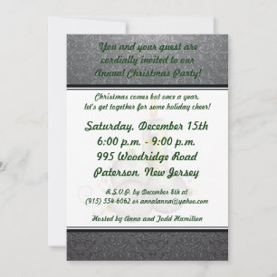 5x7 Silver Dasmask Christmas Party Invitation