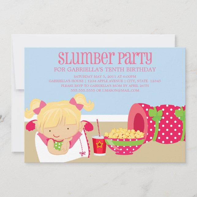 5x7 Slumber Party Birthday Invite (Front)