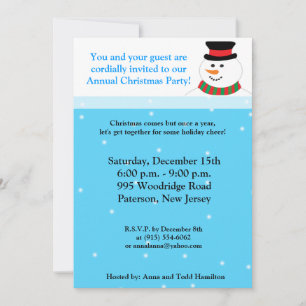 5x7 Snowy Snowman Invitation