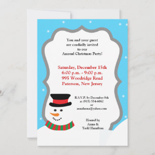 5x7 Snowy Snowman Invitation