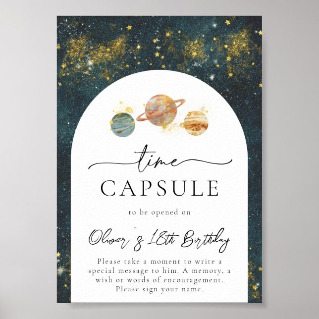5x7 Space Time Capsule Sign | Space Birthday (Front)