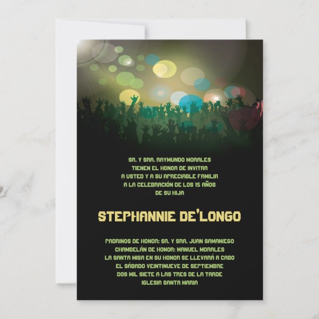 5x7 Spanish Band Quinceanera Birthday Invitation (Front)