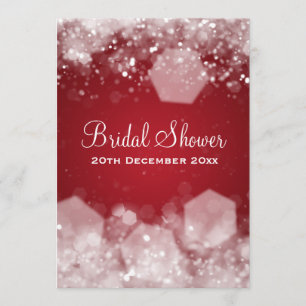 5x7 Sparkling Night Red Elegant Bridal Shower Invitation