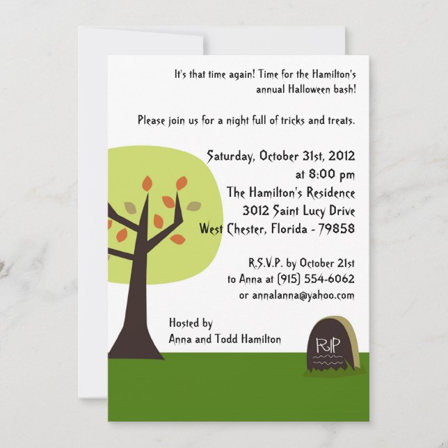 5x7 Spooky Fun Halloween Party Invitation (Front)