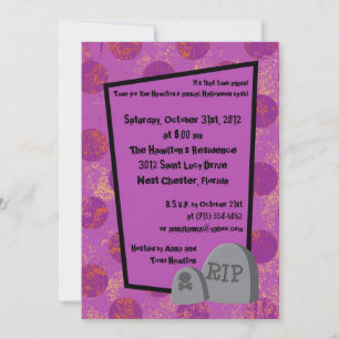 5x7 Spooky Kids Purple Halloween Party Invitation