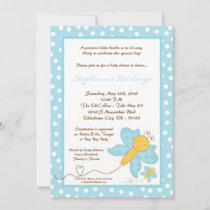5x7 Spring Blue Butterfly Baby Shower Invitation