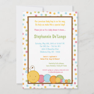 5x7 Spring Caterpillar Worm Baby Shower Invitation