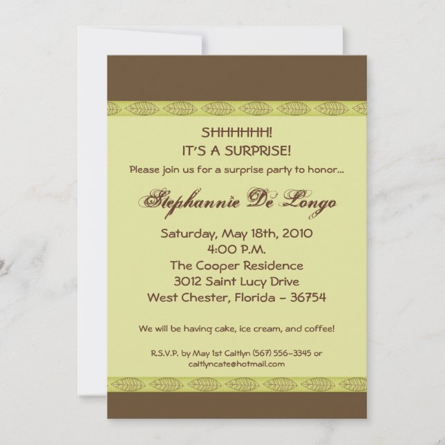 5x7 Spring Green Leaf Zen Birthday Invitation (Front)