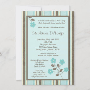 5x7 Spring Time Blue Flower Baby Shower Invitation