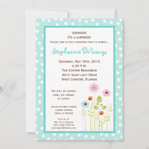 5x7 Spring Time Flower Birthday Party Invitation