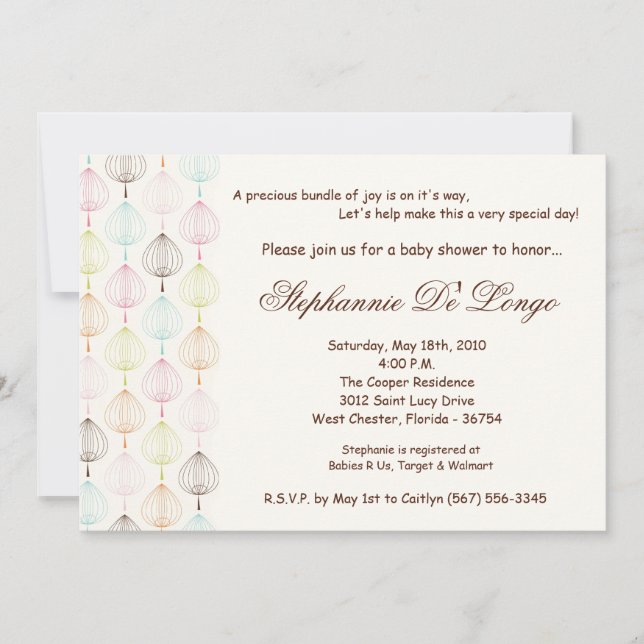 5x7 Spring Time Flowers Baby Shower Invitation (Front)
