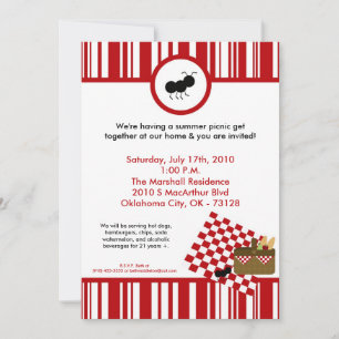 5x7 Summer Time Picnic Barbecue Invitation