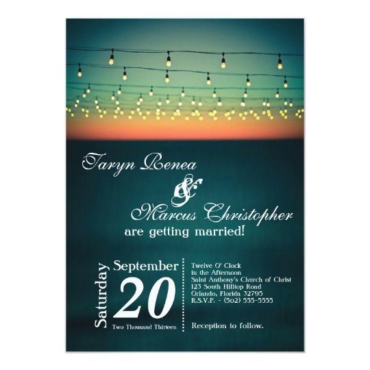 5x7 Sunset String Lights Yard Wedding Invitation