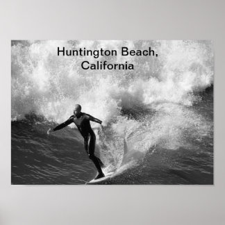 5x7 Surfer blk wht, Huntington Beach, California Poster