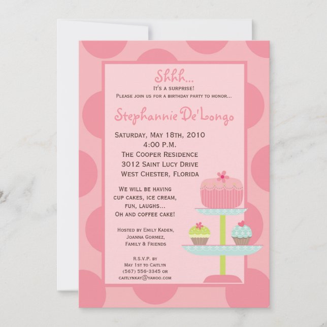 5x7 Sweet Treats Cup Cake Birthday Part Invitation (Front)