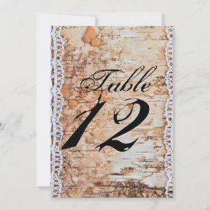 5x7 Table Number Card country barn wood lace trim