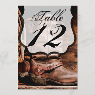 5x7 Table Number Card Cowboy Boots Barn Wood Rusti