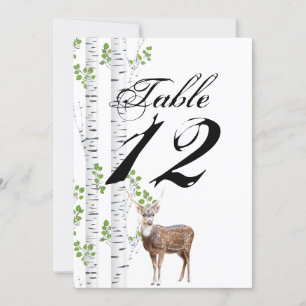 5x7 Table Number Card Deer Doe Buck Woodland Hunti