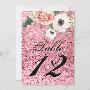 5x7 Table Number Card Geometric Garden Rose Glitte