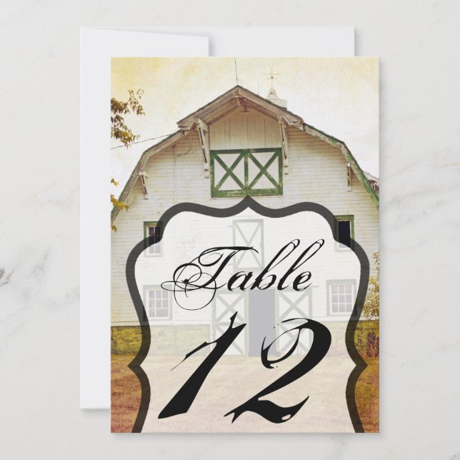 5x7 Table Number Card Sunset Barn Country Rustic F (Front)