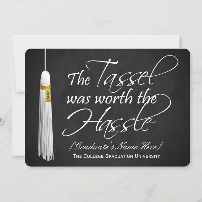 5x7 Tassel Was Worth the Hassle College Graduation Invitation (Front)