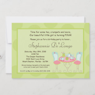 5x7 Tea Party Polka Dot Birthday Party Invitation