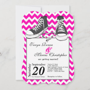5x7 Teenage Sneakers Chevron Wedding Invitation